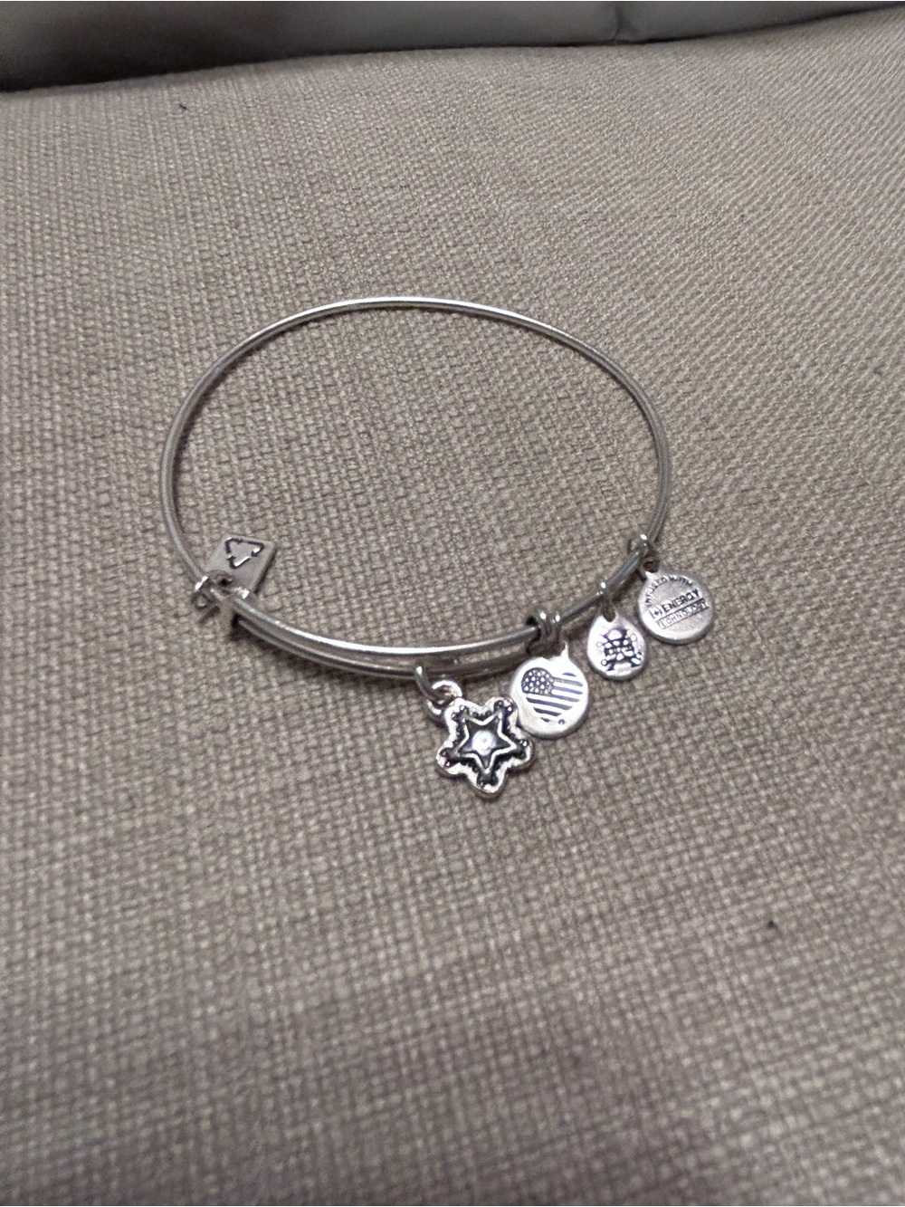 Make a wish Alex and ani Silver Charm Bangle Bracelet with Star and Flag Charms
